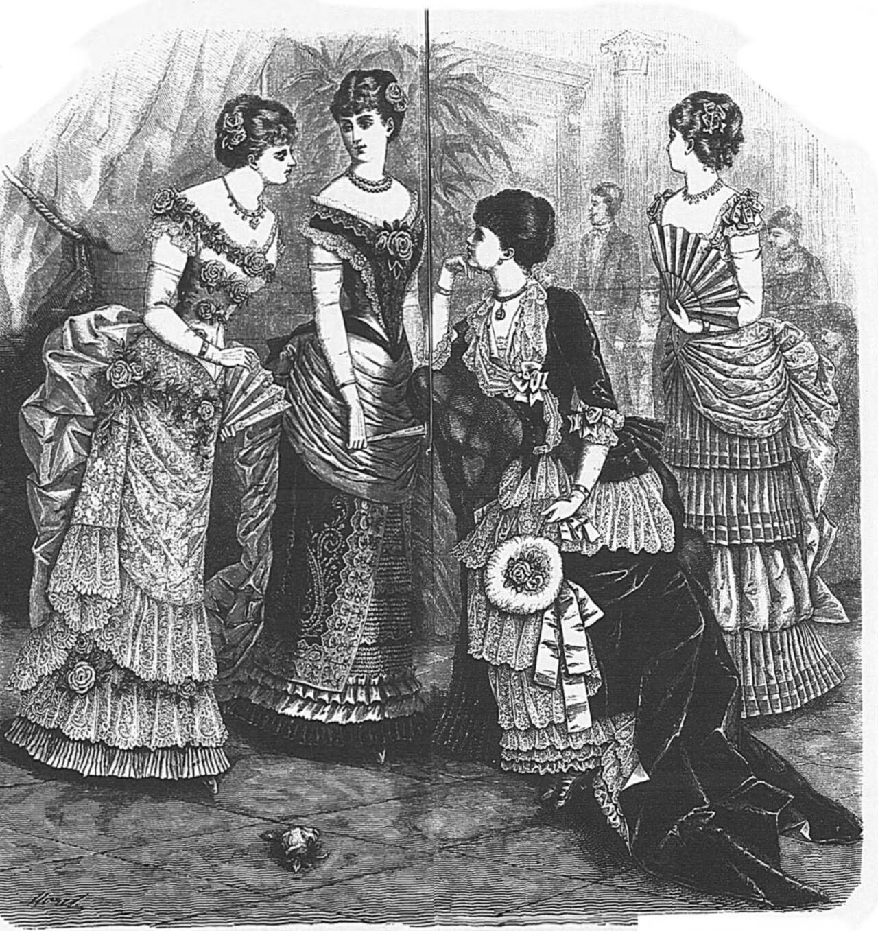 1883 Satin & Lace Evening Dress – Corsage Bodice PDF Pattern