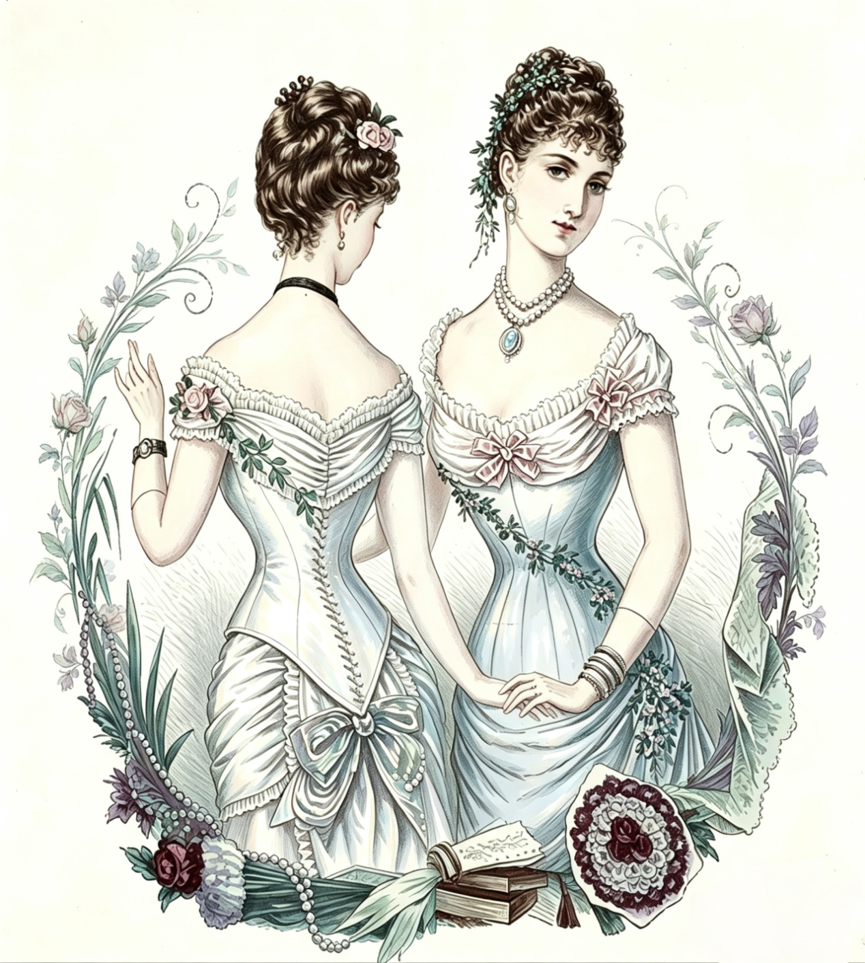 18790125 FAILLE AND SILK GAUZE BALL DRESS VINTAGE SEWING PATTERN PDF