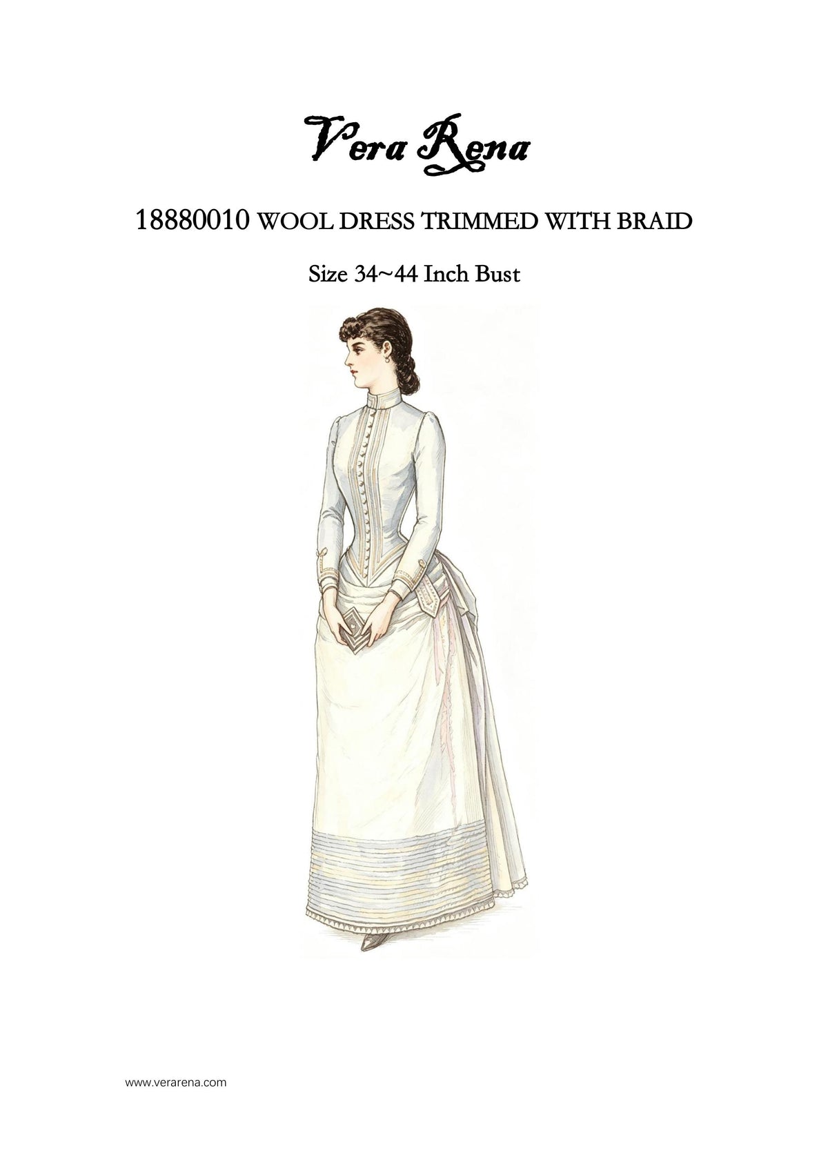 18880010 WOOL DRESS TRIMMED WITH BRAID vintage sewing pattern