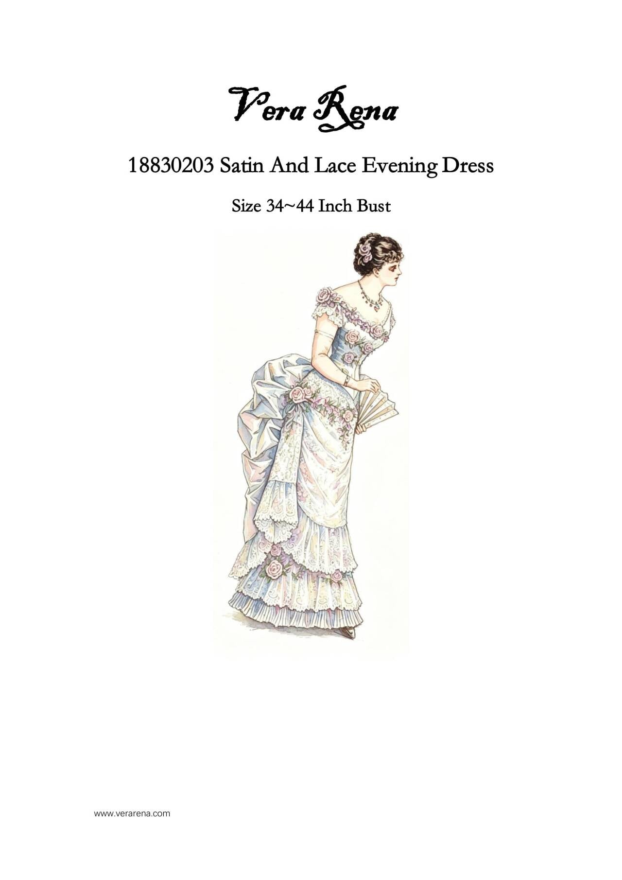 18830203 Satin And Lace Evening Dress vintage sewing pattern PDF