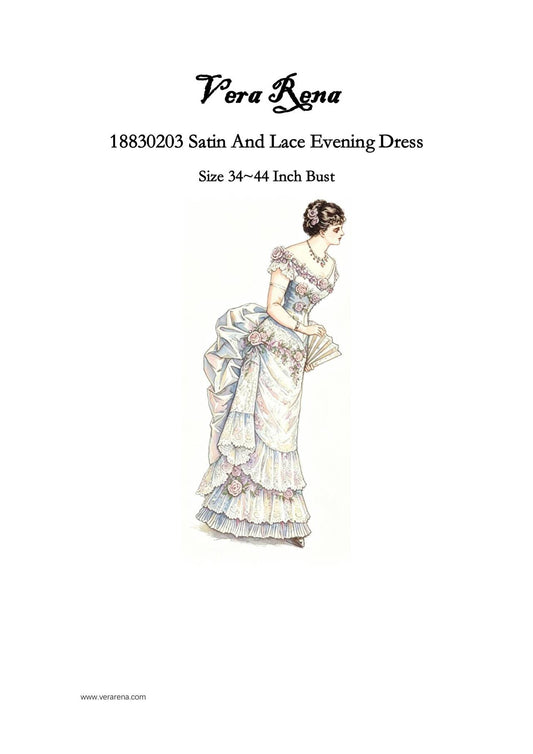 18830203 Satin And Lace Evening Dress vintage sewing pattern PDF