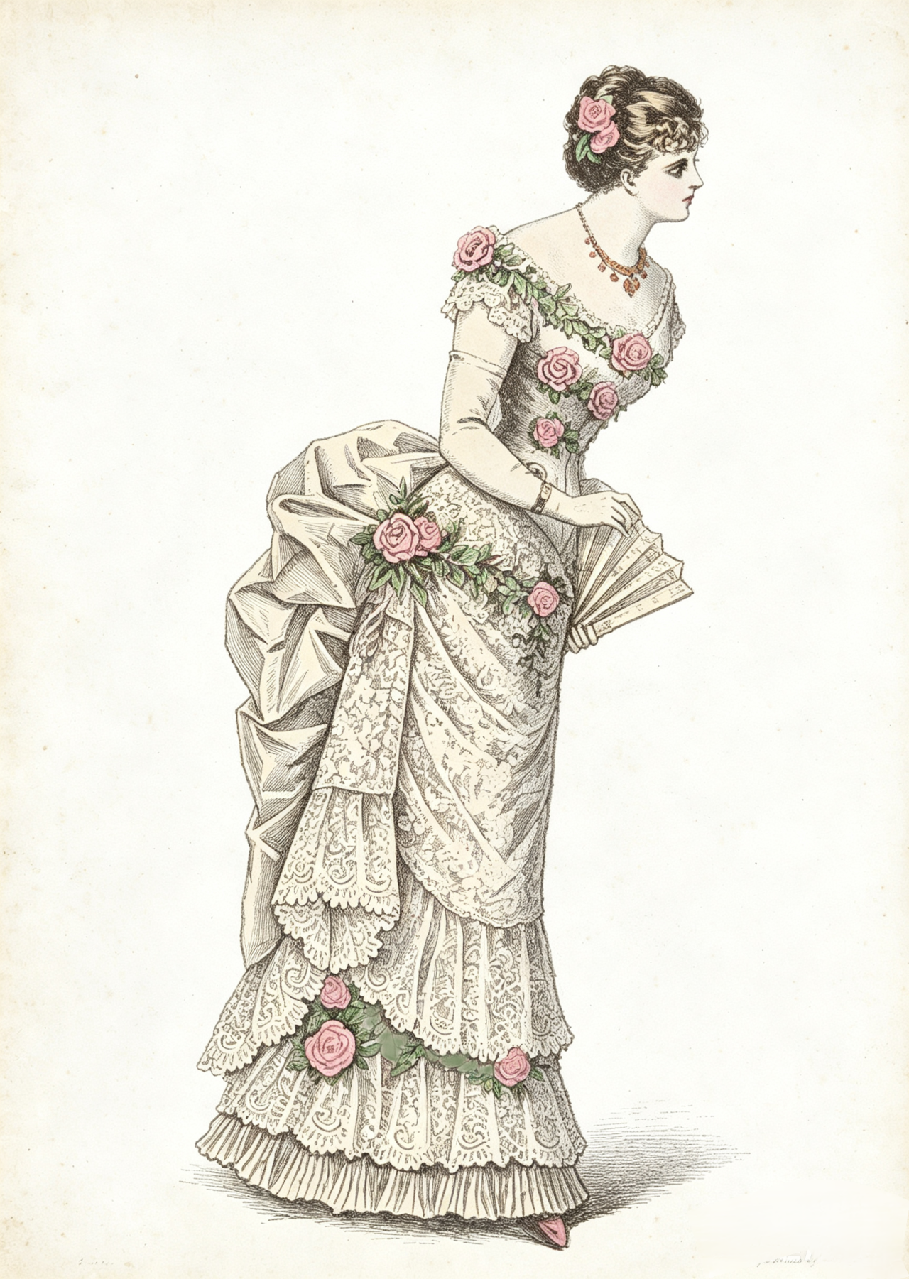 1883 Satin & Lace Evening Dress – Corsage Bodice PDF Pattern