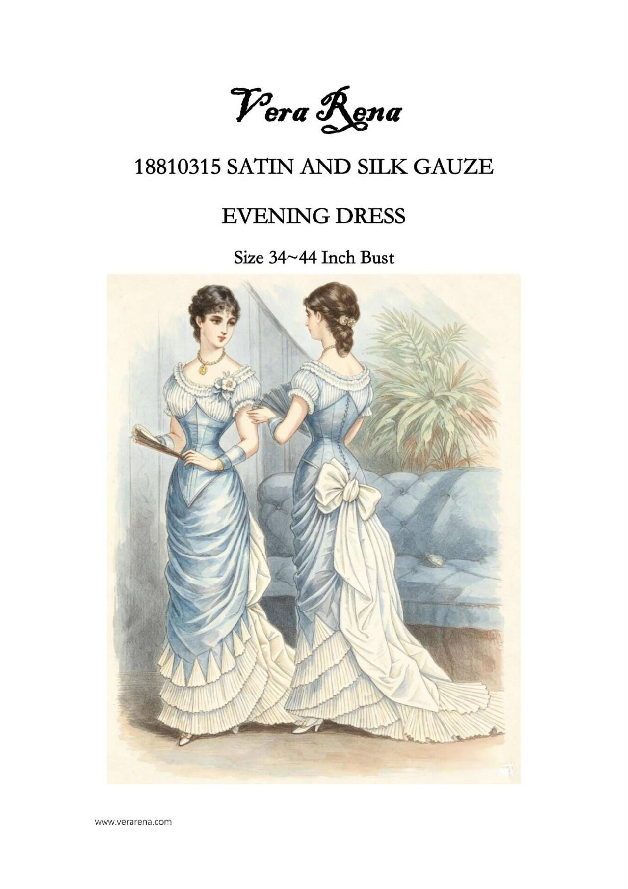 18810315 SATIN AND SILK GAUZE EVENING DRESS vintage sewing pattern PDF