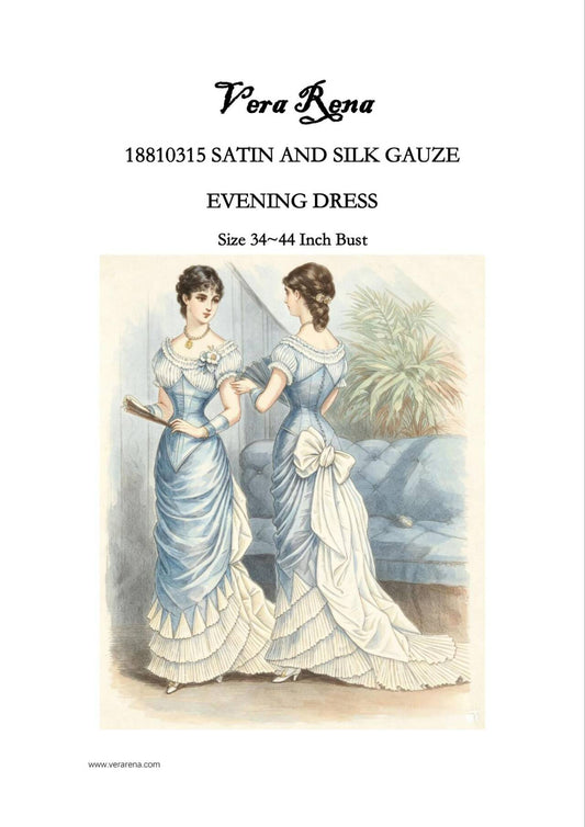 18810315 SATIN AND SILK GAUZE EVENING DRESS vintage sewing pattern PDF
