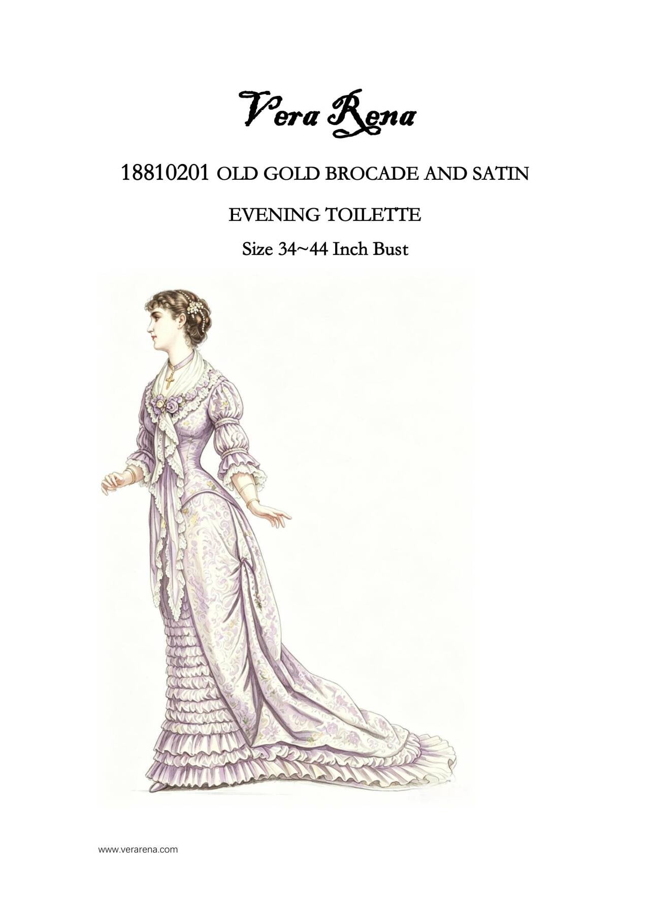 18810201 OLD GOLD BROCADE AND SATIN EVENING TOILETTE vintage sewing pattern PDF