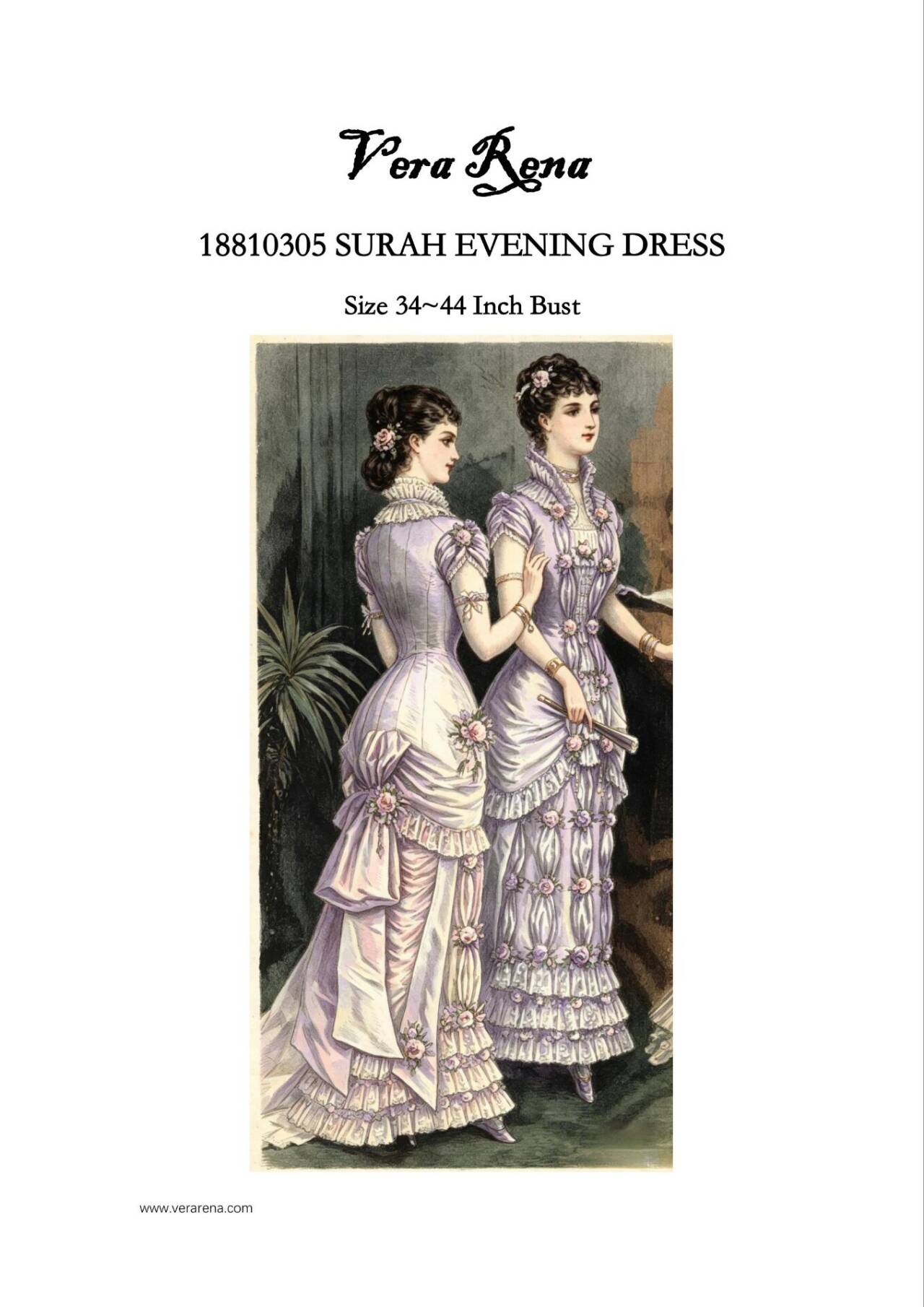 18810305 SURAH EVENING DRESS vintage sewing pattern PDF
