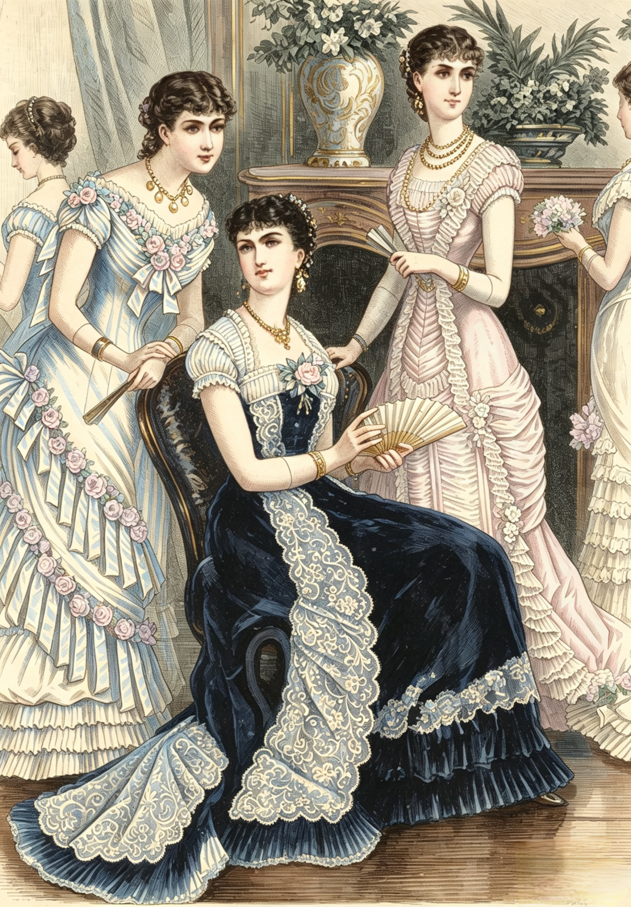 18810205 RUBY VELVET EVENING TOILETTE （Middle）vintage sewing pattern PDF