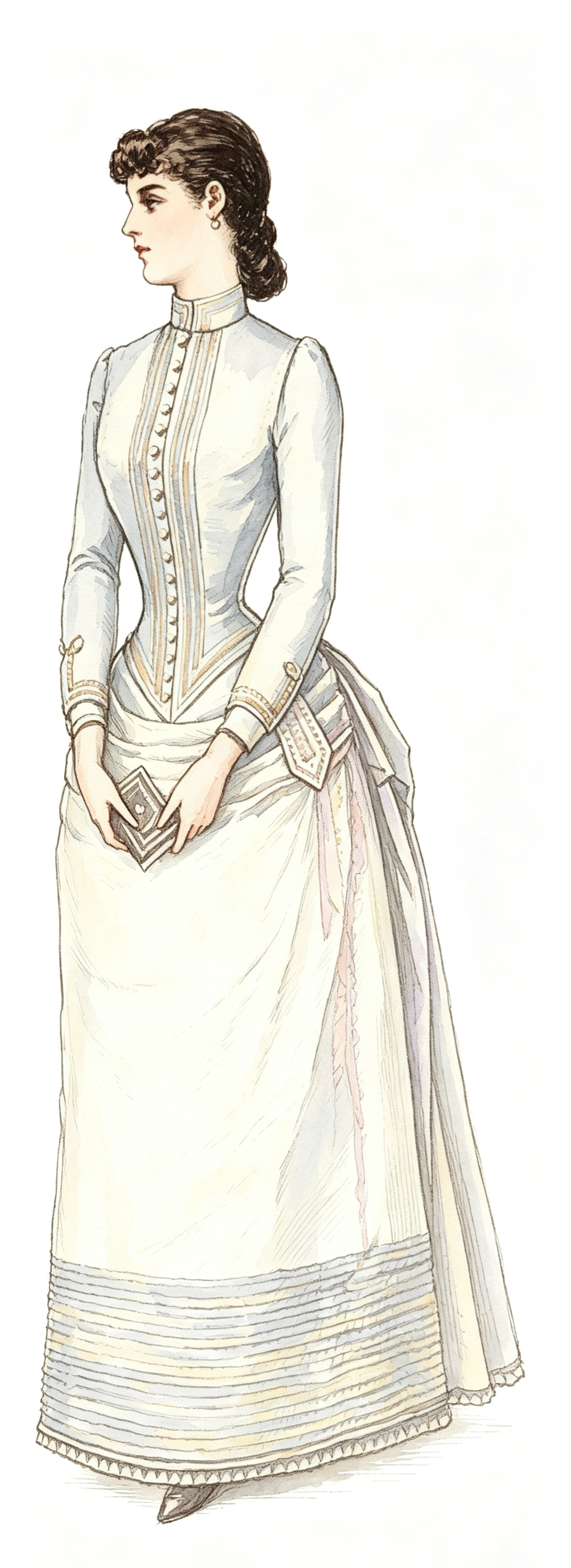 18880310 WOOL DRESS TRIMMED WITH BRAID vintage sewing pattern PDF