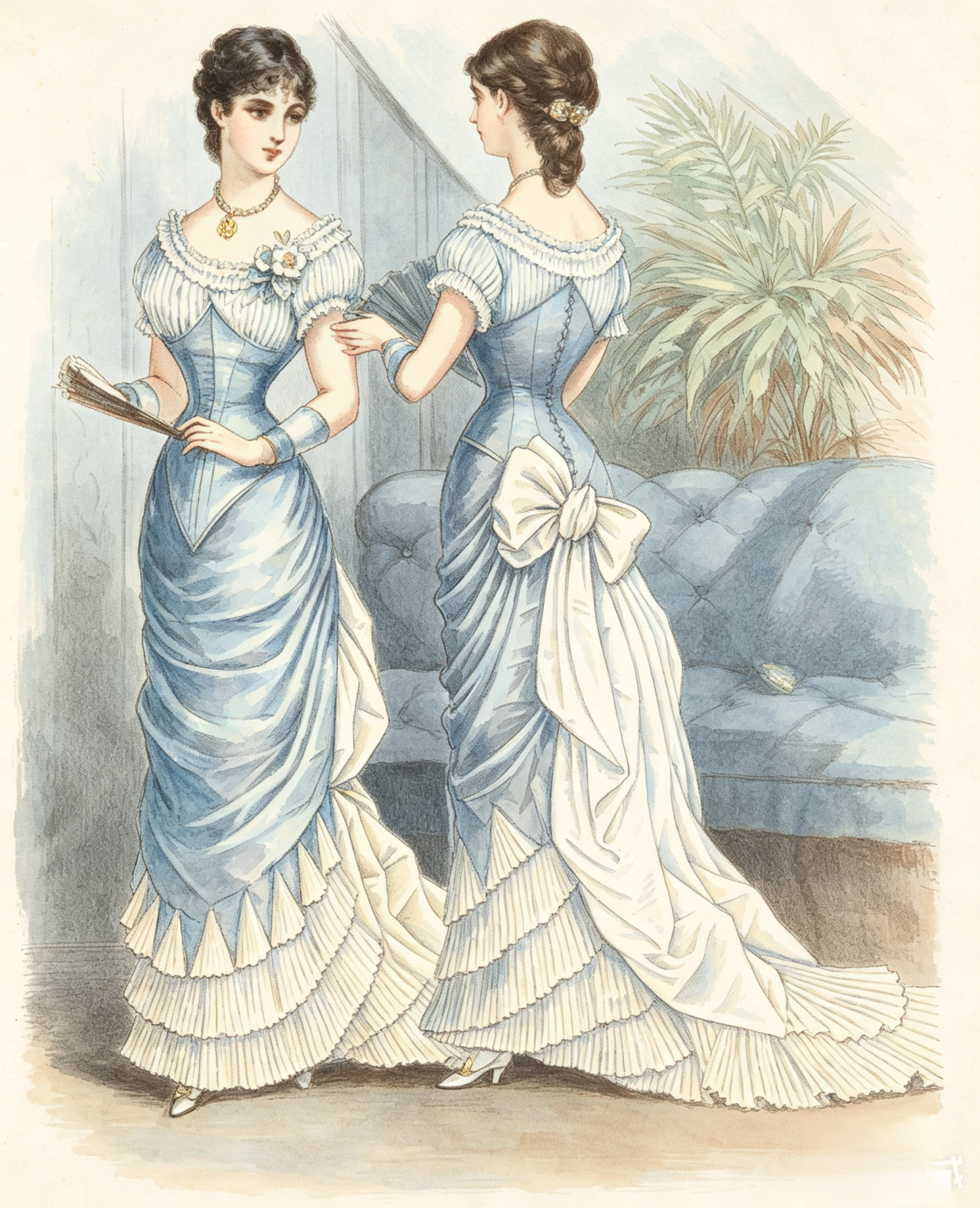 18810315 SATIN AND SILK GAUZE EVENING DRESS vintage sewing pattern PDF