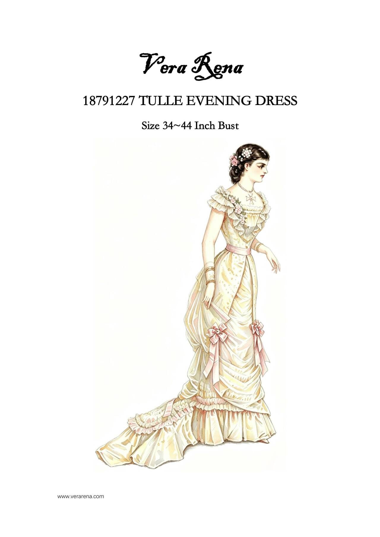 18791227TULLE EVENING DRESS vintage sewing pattern PDF