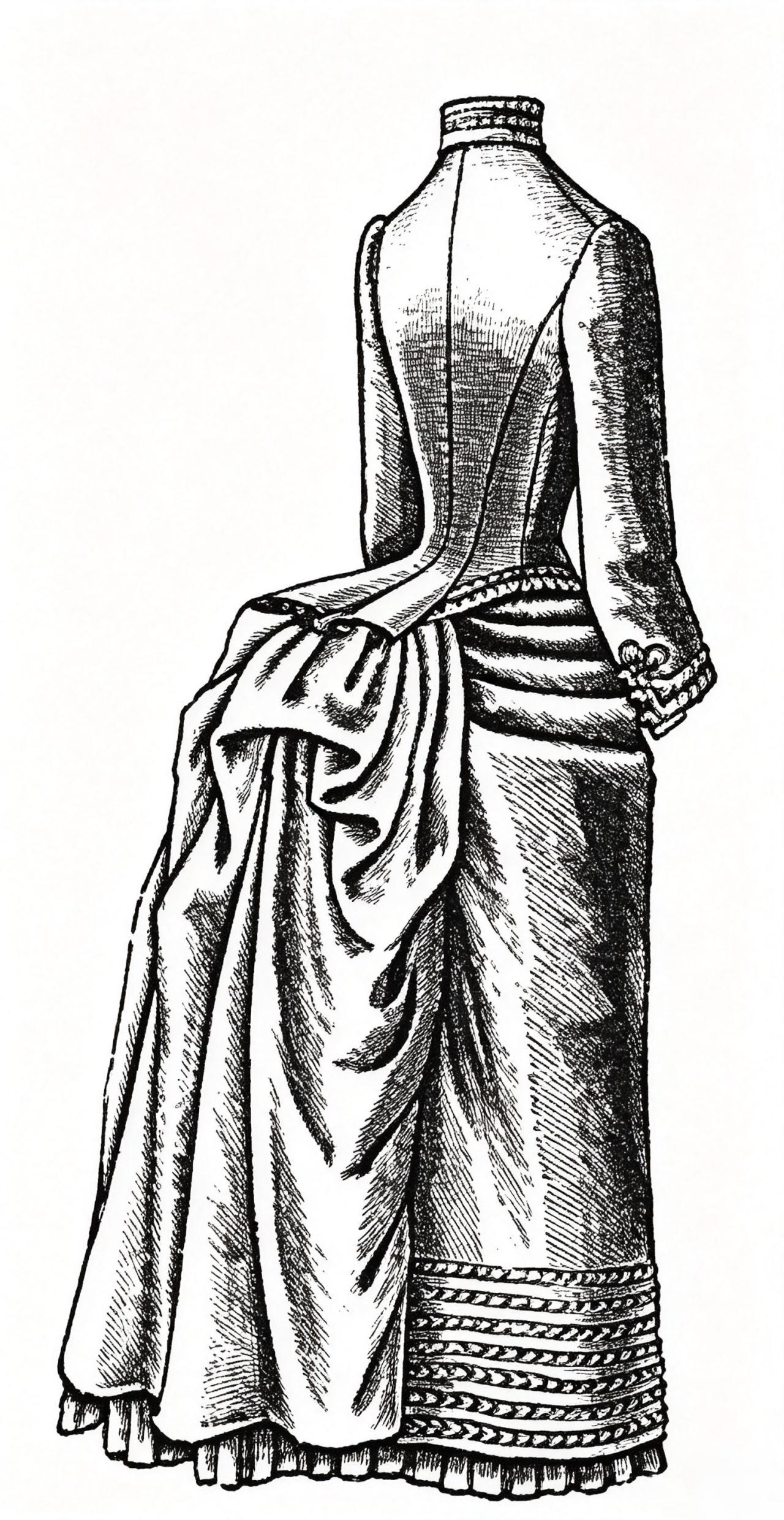 18880310 WOOL DRESS TRIMMED WITH BRAID vintage sewing pattern PDF