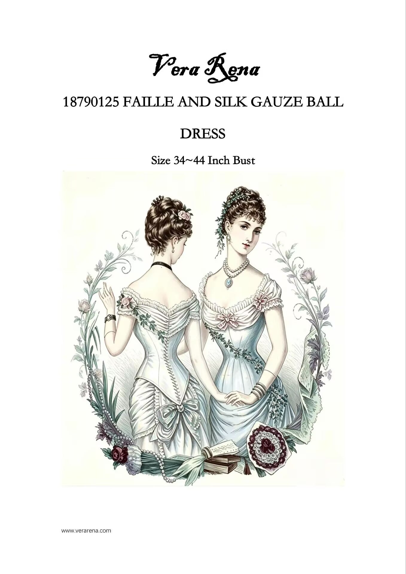 18790125 FAILLE AND SILK GAUZE BALL DRESS VINTAGE SEWING PATTERN PDF