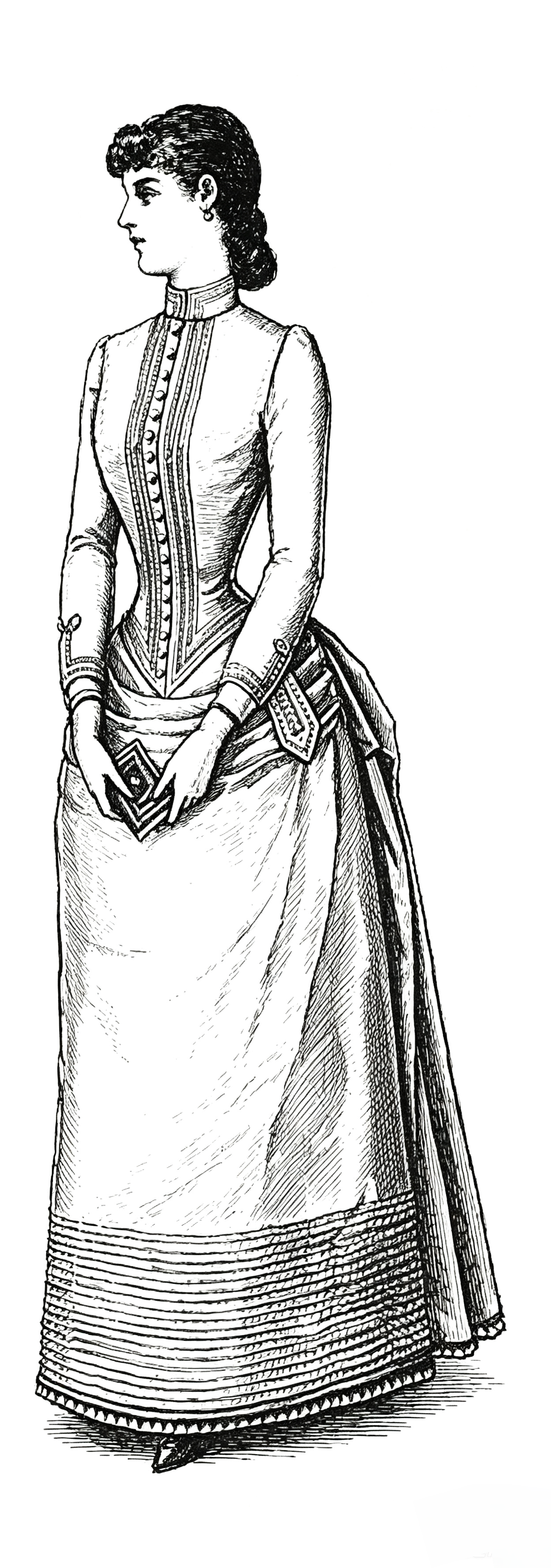 18880310 WOOL DRESS TRIMMED WITH BRAID vintage sewing pattern PDF